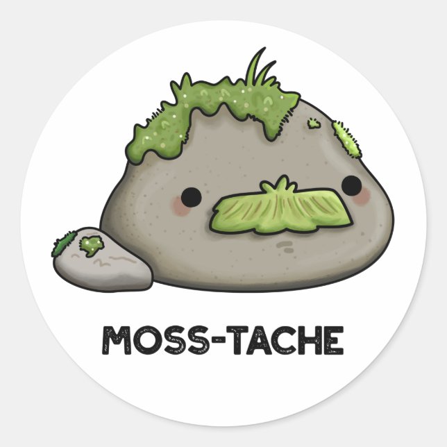 Adesivo Moss-tache Engraçado Mustache Pun (Frente)