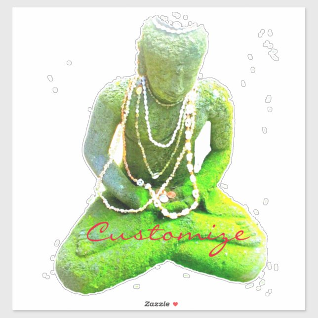Adesivo Mossy Green Buddha Meditando Thunder_Cove (Folha)