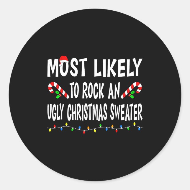 Adesivo Most Likely To Christmas Xmas Pajamas Funny Matchi (Frente)