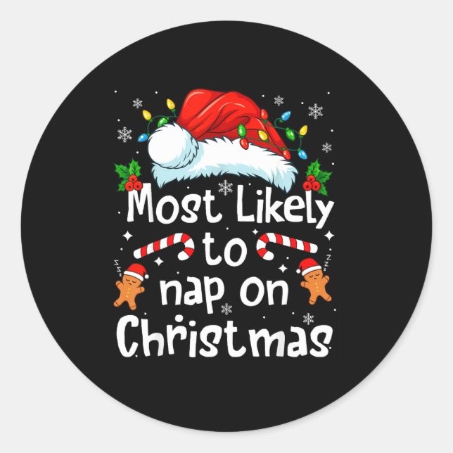 Adesivo Most Likely To Nap On Christmas Funny Family Match (Frente)