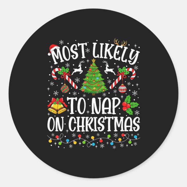 Adesivo Most Likely To Nap On Christmas Funny Family Match (Frente)