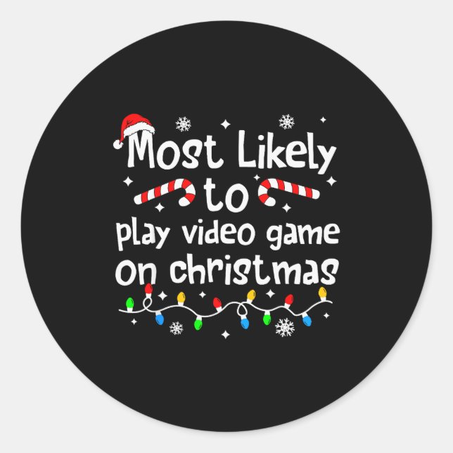 Adesivo Most Likely To Play Video Games On Christmas Match (Frente)