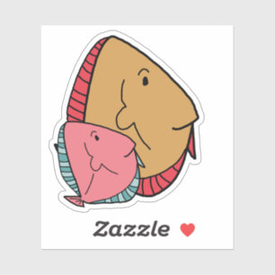 Adesivo Mostarda e peixes cor-de-rosa