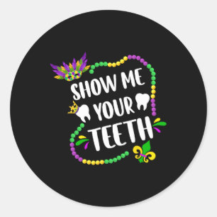 Adesivo Mostre-Me Seus Dentes Mardi Gras Engraçado Criança