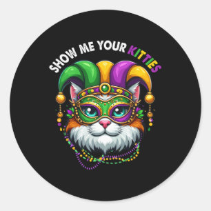 Adesivo Mostre-me seus Gatinhos Mardi Gras Cat Cute Je