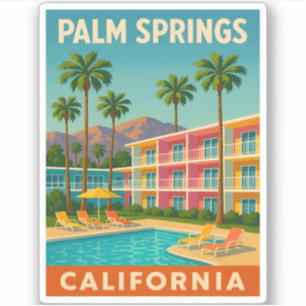 Adesivo Motel Viagens vintage Palm Primavera na Califórnia