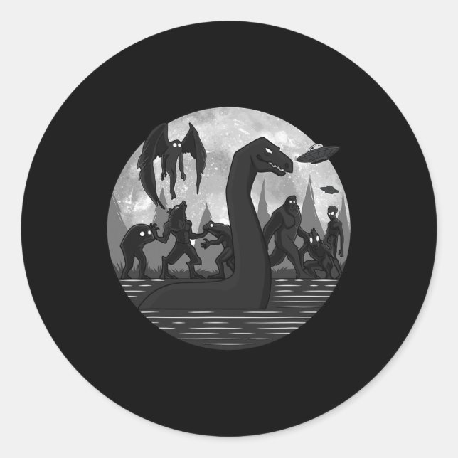 Adesivo Mothman Bigfoot Loch Ness Monster Aliens OVNI Dive (Frente)
