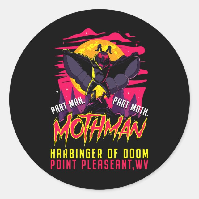 Adesivo Mothman Fun Cryptid Harbinger Part Man Part Moth (Frente)