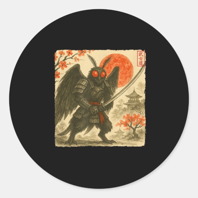 Adesivo Mothman Samurai Japanese Warrior Costume Sumi-e Ar (Frente)