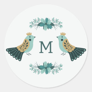 Adesivo Motif popular escandinavo com aves e flores