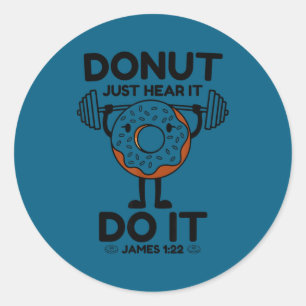 Adesivo Motivação de Fitness Levantando Peso de Donut Engr