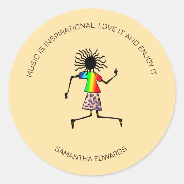 Adesivo Motivacional, Arte Africana Fantástico Dançarino F (Frente)