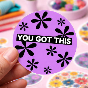 Adesivo Motivacional Citação Positiva Floral Roxo