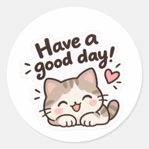 Adesivo motivacional -Gato fofo- "Tenha um Bom Dia