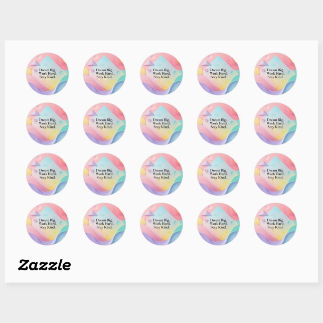 Adesivo Motivational Sticker Set – "Dream Big. Work Hard.  (Folha)