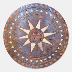 Adesivo motivo étnico de madeira do sol do símbolo do