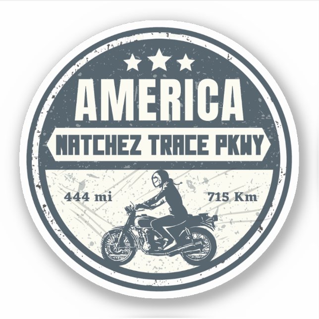 Adesivo moto natchez trace road Mississippi (Frente)