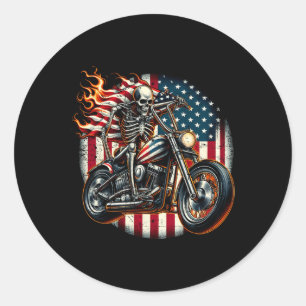 Adesivo Motocicleta com Bandeira dos EUA Esqueleto de Moto