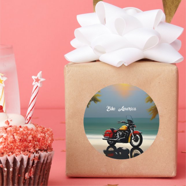 Adesivo Motocicleta estacionada perto do Oceano (Festa)