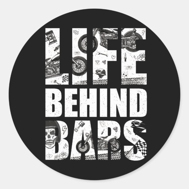 Adesivo Motocicleta Por Trás De Bares Mostra Motocicleta (Frente)