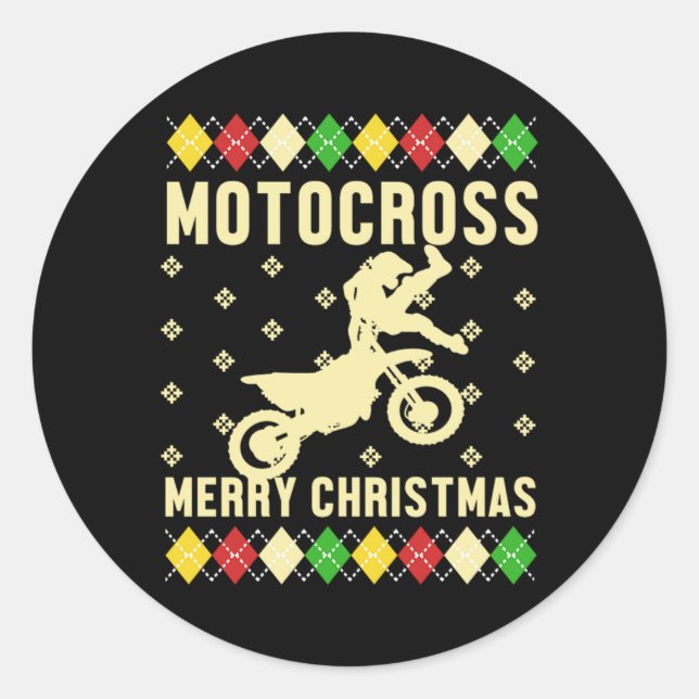 Adesivo Motocross Merry Christmas Ugly Xmas Motorcycle Gif (Frente)