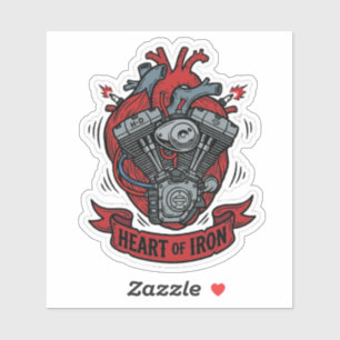 Adesivo Motor V-Twin de motociclista Heart Of Iron em vini
