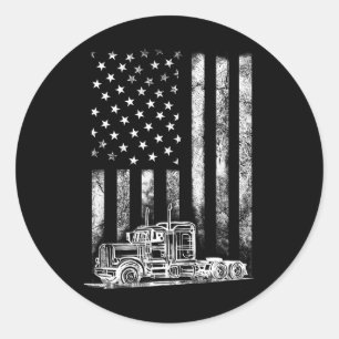 Adesivo Motorista De Caminhão Americano Flag Trucker Vinta