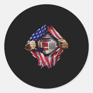 Adesivo Motorista de caminhoneiro americano Flag Truck
