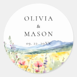Adesivo Mountain Wildflowers Meadow Modern Floral Wedding