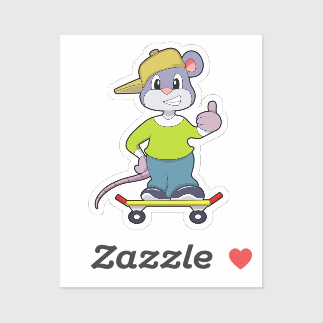 Adesivo Mouse as Skater with Skateboard (Folha)