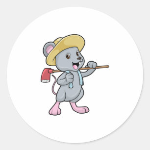 Adesivo Mouse como agricultor com Ax & Hat