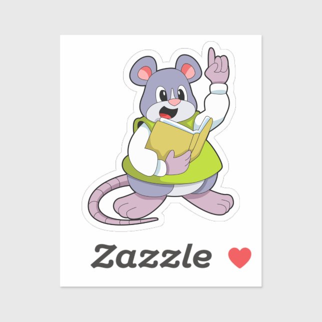 Adesivo Mouse como professor com livro (Folha)