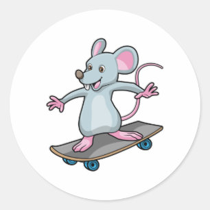 Adesivo Mouse como skater com skate