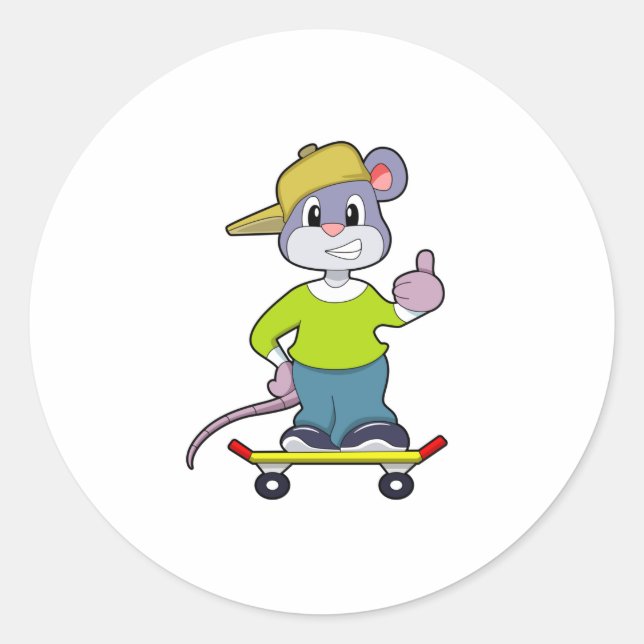 Adesivo Mouse como skater com skate (Frente)