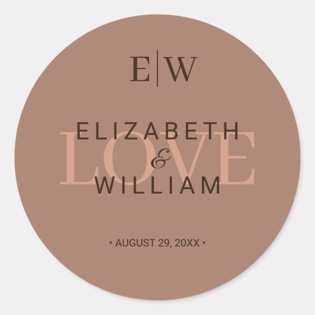 Adesivo Mousse Simples Elegante Mocha com Casamento Monogr (Frente)