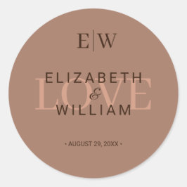 Adesivo Mousse Simples Elegante Mocha com Casamento Monogr