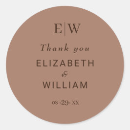Adesivo Mousse Simples Elegante Mocha com Casamento Monogr