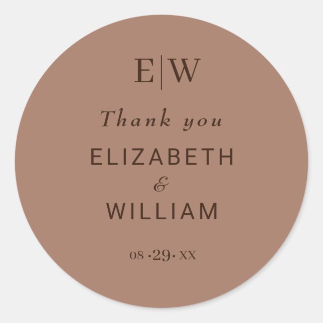 Adesivo Mousse Simples Elegante Mocha com Casamento Monogr (Frente)