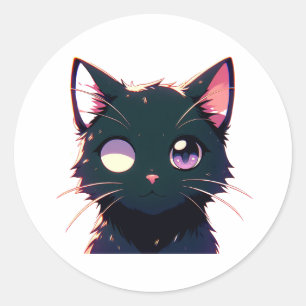 Adesivo Movimentação de Gato Preto com Face Grave
