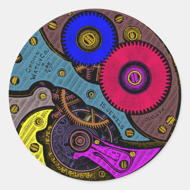 Adesivo Movimento e engrenagens do relógio do vintage (Frente)