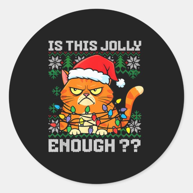 Adesivo Mpy Christmas Cat Ugly Sweater Is This Jolly Enoug (Frente)