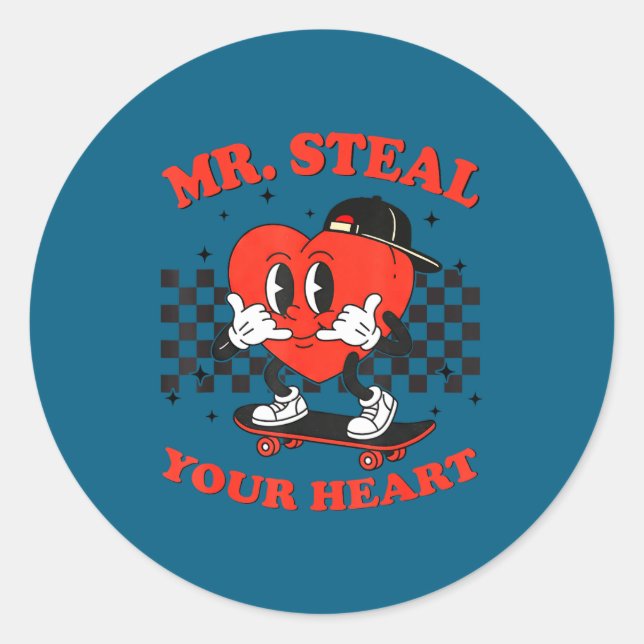 Adesivo Mr Steal Your Heart For Boys Toddlers Valentine's  (Frente)