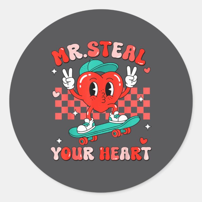 Adesivo Mr Steal Your Heart For Boys Toddlers Valentine's  (Frente)