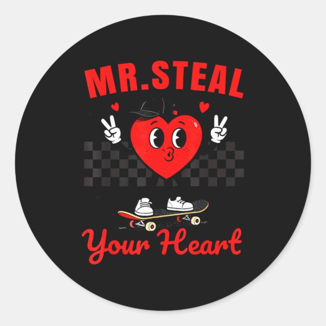 Adesivo Mr Steal Your Heart For Boys Toddlers Valentine's  (Frente)