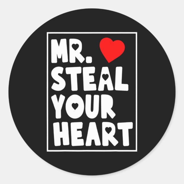 Adesivo Mr Steal Your Heart For Boys Toddlers Valentines _ (Frente)