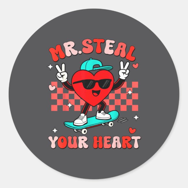 Adesivo Mr Steal Your Heart For Boys Toddlers Valentine's  (Frente)