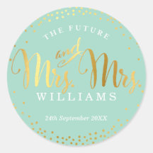 MRS. & MRS. WEDDING SEAL na moda dourado