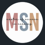 Adesivo MSN Master of Science in Nursing Graduation<br><div class="desc">MSN Master of Science in Nursing Graduation | Presentes de Graduação NP na Escola de Enfermagem!</div>