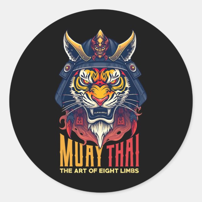 Adesivo Muay Thai Samurai Tiger Thai Boxic Gráfico (Frente)