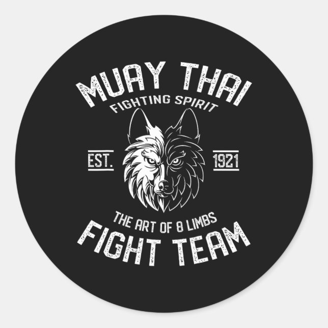 Adesivo Muay Thai Wolf Fight Team - Nak Muay, Kickboxing G (Frente)